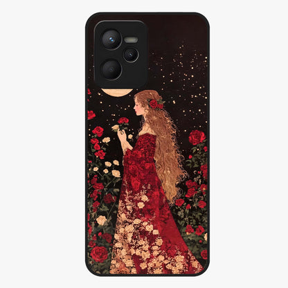 Crimson Dreams Glass Case showing flat back view with dreamy crimson artwork and glossy glass finish.