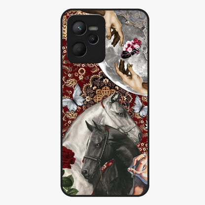 Moonlit Royal Stallion Glass Case showing flat back view with majestic horse under moonlight artwork and glossy glass finish.