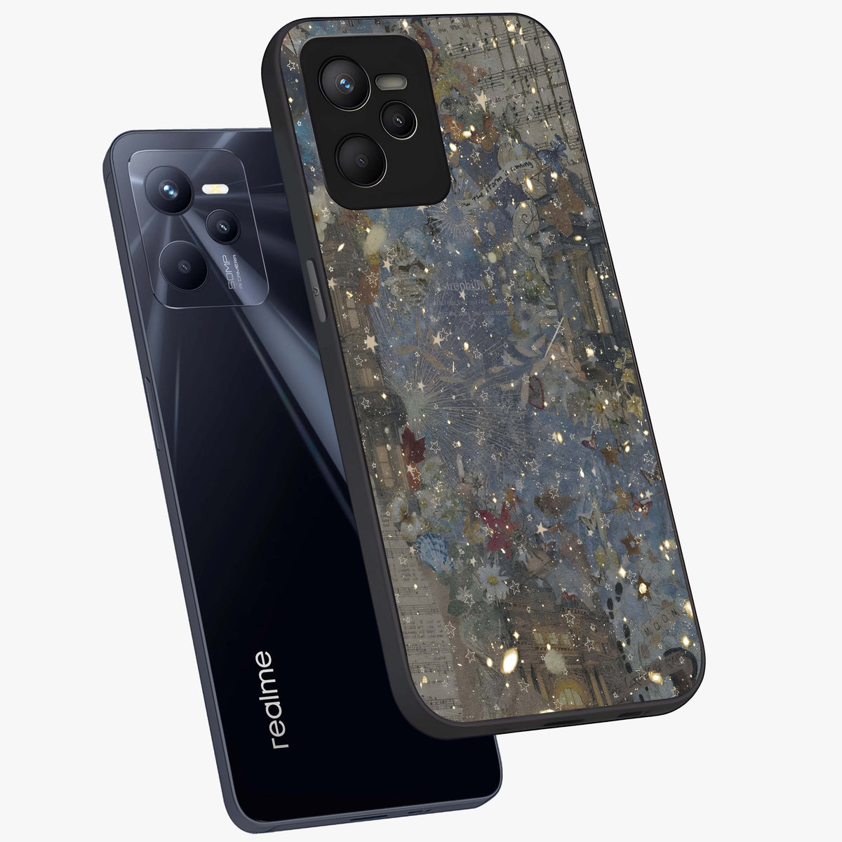 Aesthetic Astrolophia Glass Case displayed in angled mockup highlighting artistic aesthetic elements and smooth glass surface.