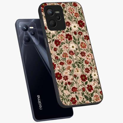 Biege Flower With Leaf Glass Case displayed in angled mockup highlighting minimal floral leaf design and elegant aesthetic.