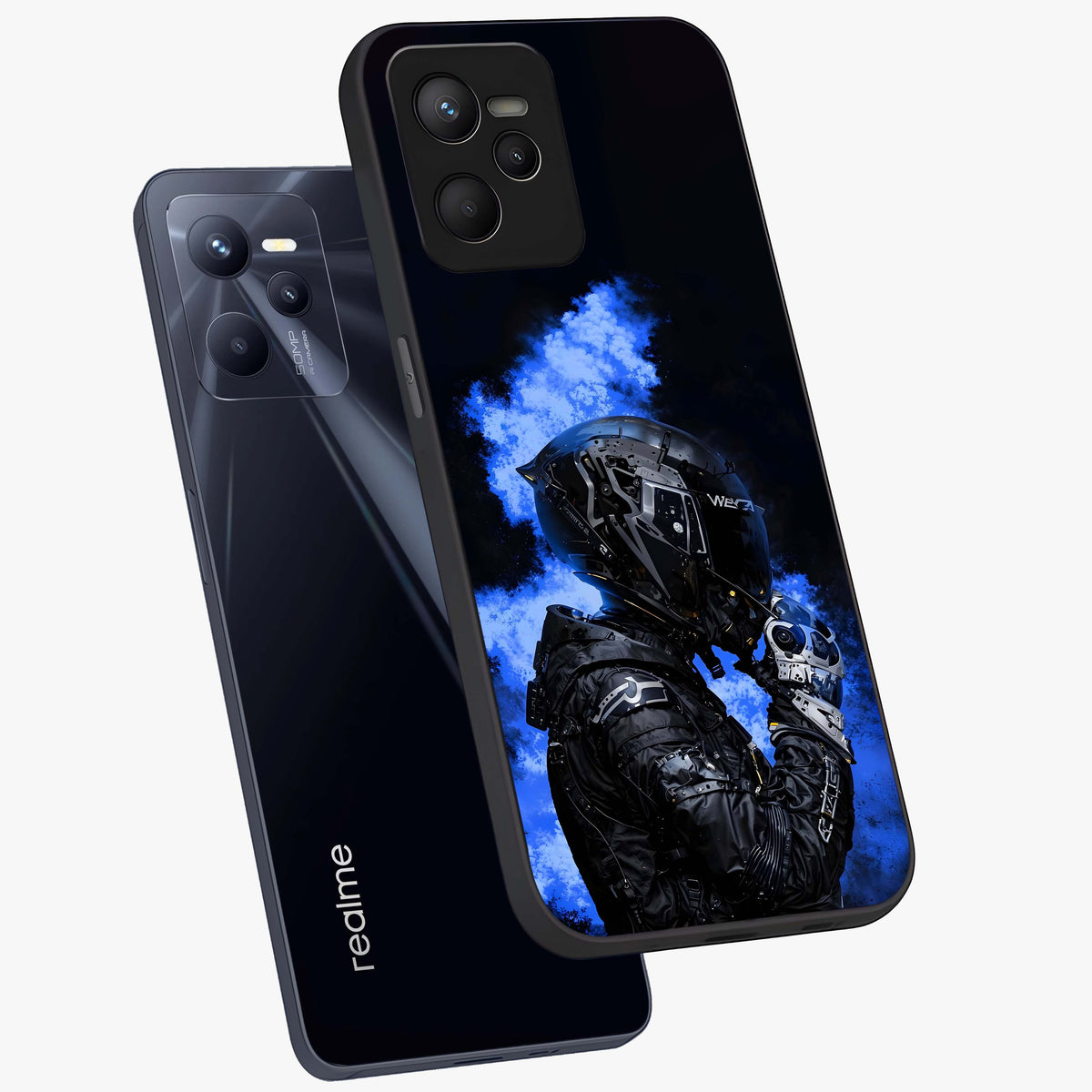 Cyber Sentinel Protocol Glass Case displayed in angled mockup highlighting digital cyber design with sci-fi aesthetic style.