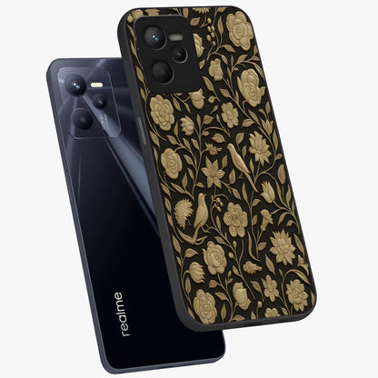 Golden Evil Eye Mandala Glass Case displayed in angled mockup highlighting protective evil eye symbol with golden mandala design.