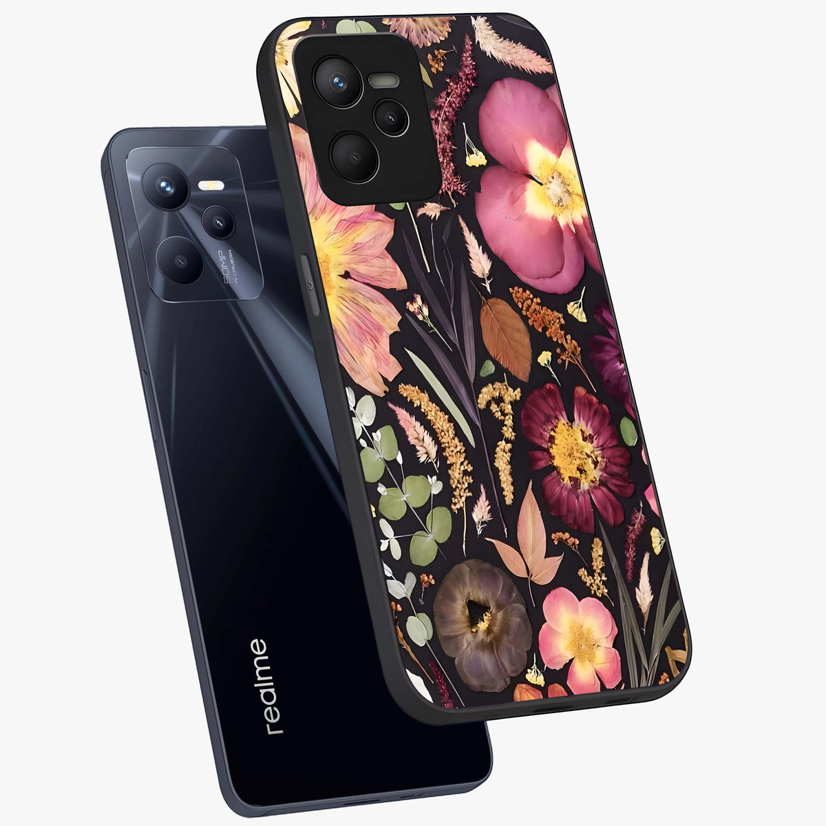 Petal Dream Tapestry Glass Case displayed in angled mockup highlighting decorative petal pattern with elegant botanical aesthetic.