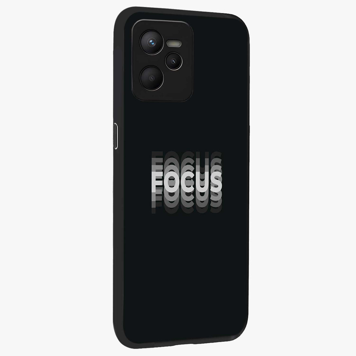 Focus Mode On Glass Case upright view showcasing strong typography statement with sleek motivational theme.