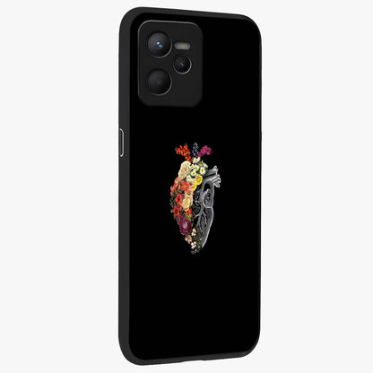 Heart With Flowers Glass Case upright view showcasing decorative heart and floral artwork with sweet romantic theme.