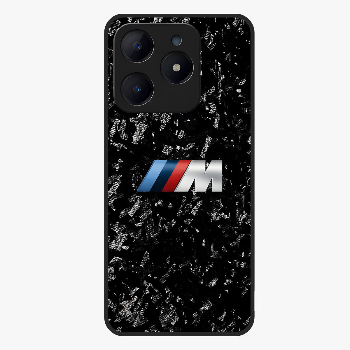 Carbon Speed Mark Glass Case showing flat back view with sporty carbon pattern artwork and glossy glass finish.