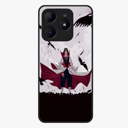 Crimson Crow Ascension Glass Case showing flat back view with mystical crow artwork and glossy glass finish.