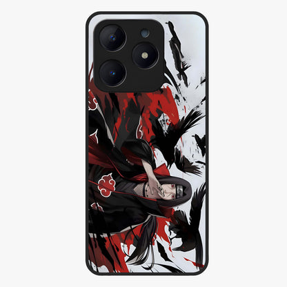 Crimson Crow Illusion Glass Case showing flat back view with artistic crow illusion artwork and glossy glass finish.