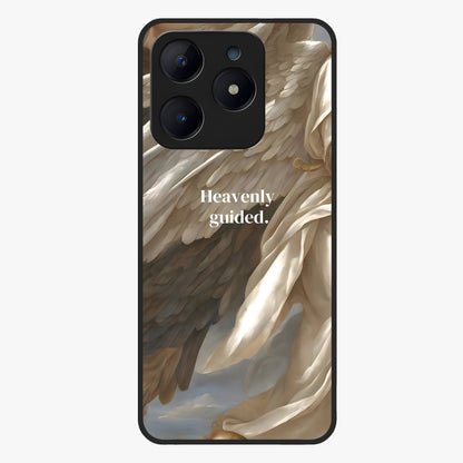 Divine Winged Grace Glass Case showing flat back view with elegant wing inspired artwork and glossy glass finish.
