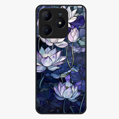 Gloss Petal Rush Glass Case showing flat back view with glossy flower petal artwork and smooth glass finish.