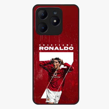 Goal Celebration Legacy Glass Case showing flat back view with football celebration inspired artwork and glossy glass finish.