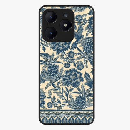 Heirloom Wild Bloom Glass Case showing flat back view with vintage inspired wild flower artwork and glossy glass finish.