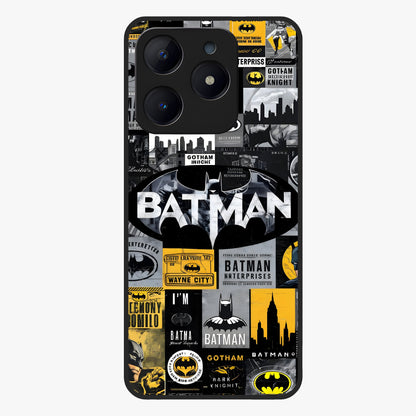 Knight Gotham Rise Glass Case showing flat back view with dark hero inspired artwork and glossy glass finish.