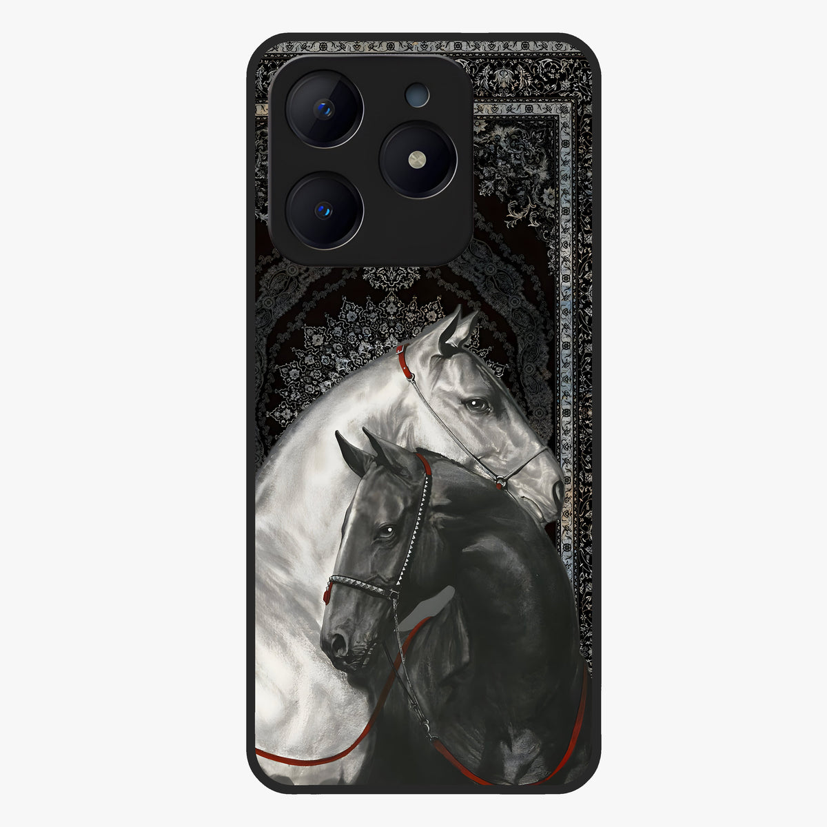 Majestic Ride Legacy Glass Case showing flat back view with powerful automotive inspired artwork and glossy glass finish.