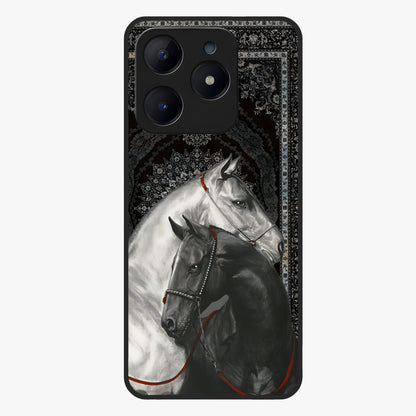 Majestic Ride Legacy Glass Case showing flat back view with powerful automotive inspired artwork and glossy glass finish.