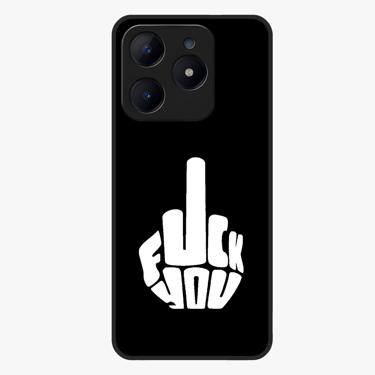 Rebel Mode On Glass Case showing flat back view with bold rebellious typography artwork and glossy glass finish.