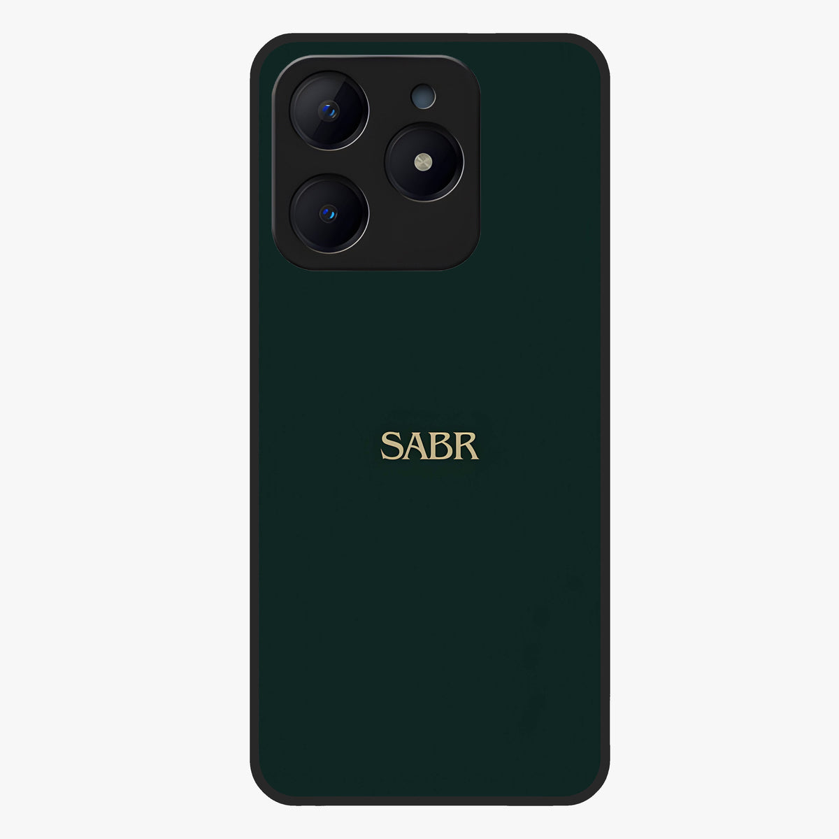Sabr Minimal Patience Glass Case showing flat back view with minimalist typography artwork and glossy glass finish.