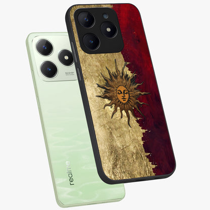Crimson Sun Majesty Glass Case displayed in angled mockup highlighting majestic crimson sun design with bold aesthetic style.