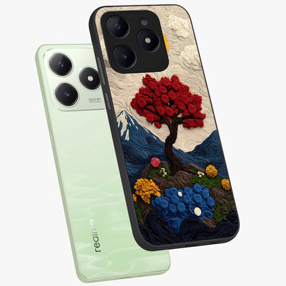 Eternal Nature Tapestry Glass Case displayed in angled mockup highlighting detailed botanical pattern with artistic aesthetic.