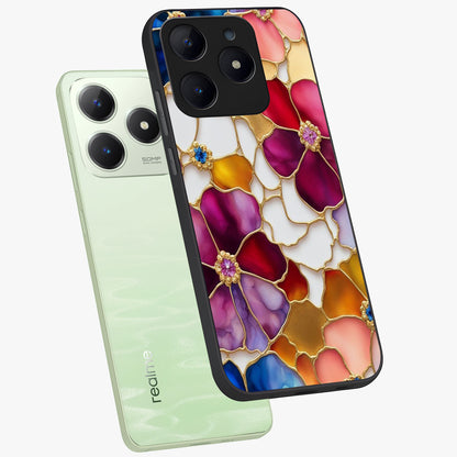 Marble Flower Pattern Glass Case displayed in angled mockup highlighting elegant marble floral design with modern aesthetic.