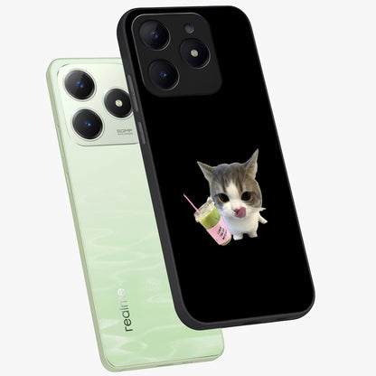 Matcha Cat Style Glass Case displayed in angled mockup highlighting playful feline design with pastel matcha aesthetic.