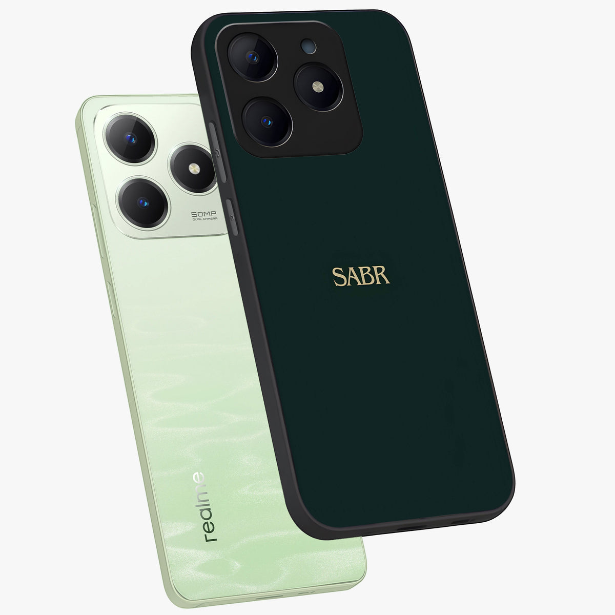 Sabr Minimal Patience Glass Case displayed in angled mockup highlighting simple inspirational design with clean aesthetic style.