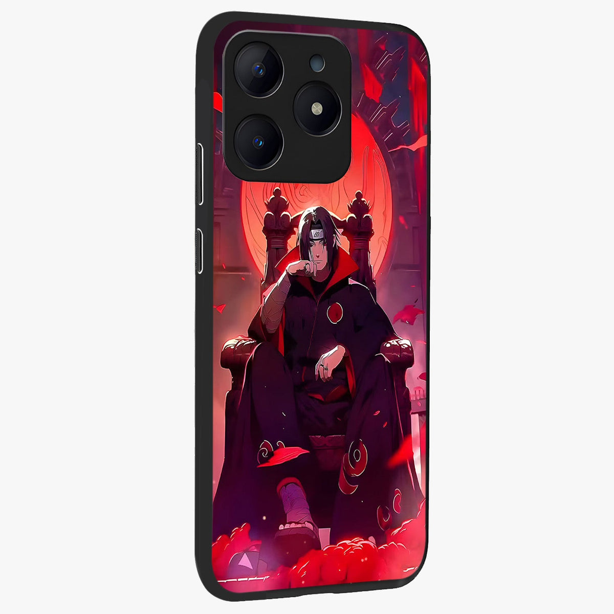 Blood Moon Sovereign Glass Case upright view showcasing powerful moon inspired artwork with cosmic aesthetic style.