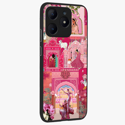 Blossoms of Rajasthan Glass Case upright view showcasing colorful floral design inspired by traditional Indian art.