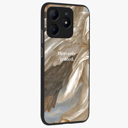Divine Winged Grace Glass Case upright view showcasing spiritual wing artwork with soft celestial theme.