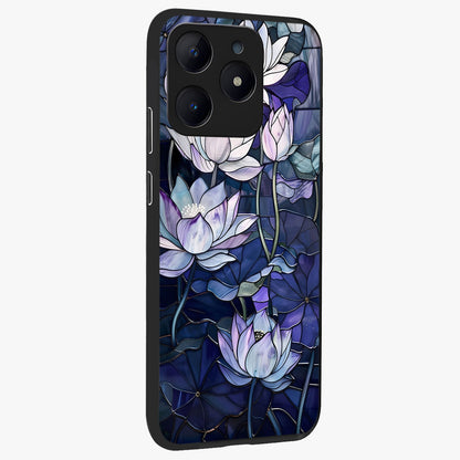 Gloss Petal Rush Glass Case upright view showcasing dynamic floral petal artwork with modern botanical theme.