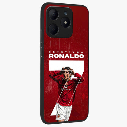 Goal Celebration Legacy Glass Case upright view showcasing dynamic football inspired artwork with victory celebration aesthetic.