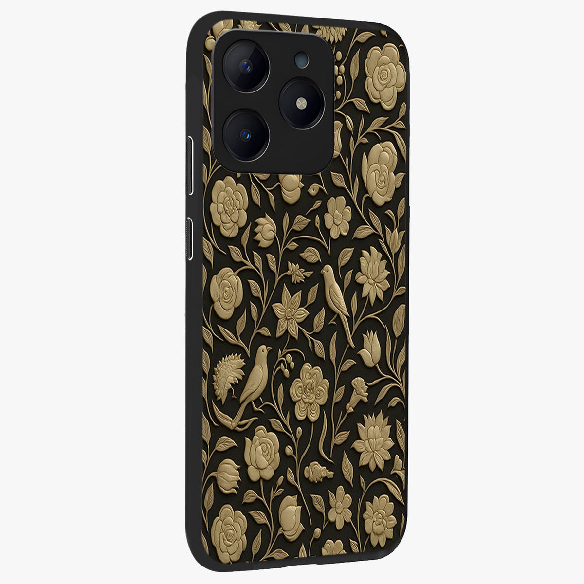 Golden Evil Eye Mandala Glass Case upright view showcasing decorative evil eye mandala artwork with spiritual aesthetic style.