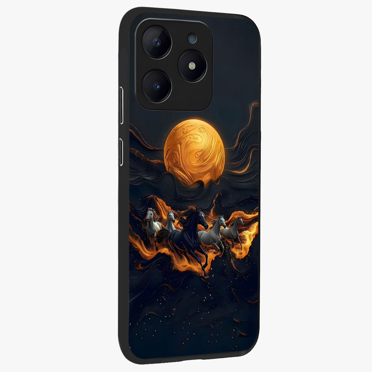 Golden Royal Heritage Glass Case upright view showcasing elegant royal artwork with classic heritage theme.