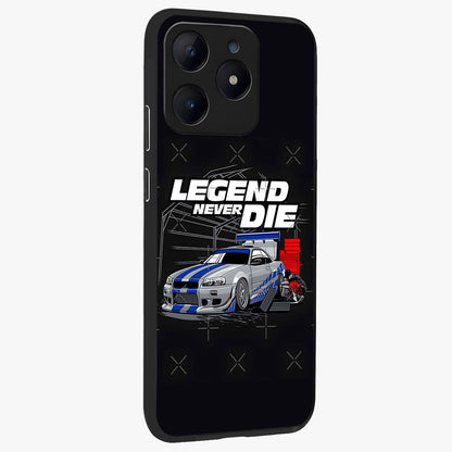 Midnight Racing Legacy Glass Case upright view showcasing powerful racing artwork with modern sports theme.