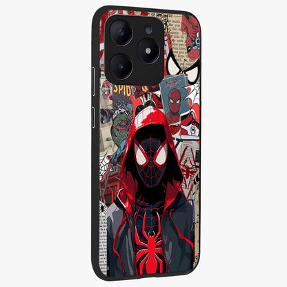 Spider Collage Street Glass Case upright view showcasing bold superhero artwork with urban street theme.