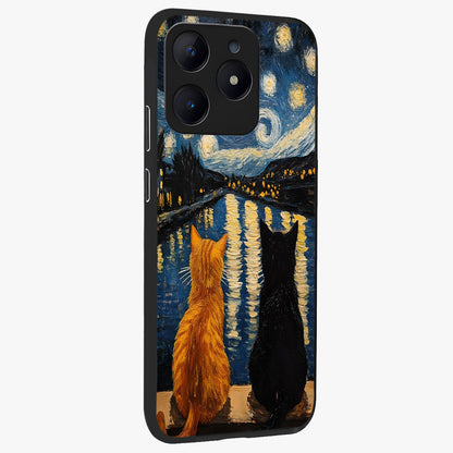 Starry River Cats Glass Case upright view showcasing adorable cat artwork with magical river and stars theme.