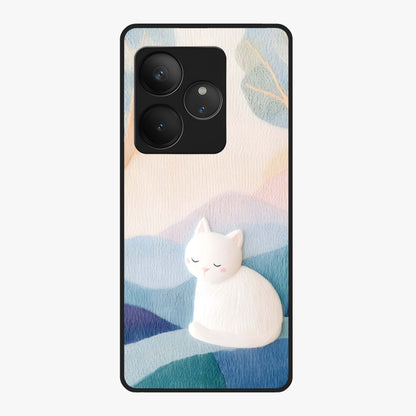 Cotton Dream Cat Glass Case showing flat back view with soft dreamy cat artwork and glossy glass finish.