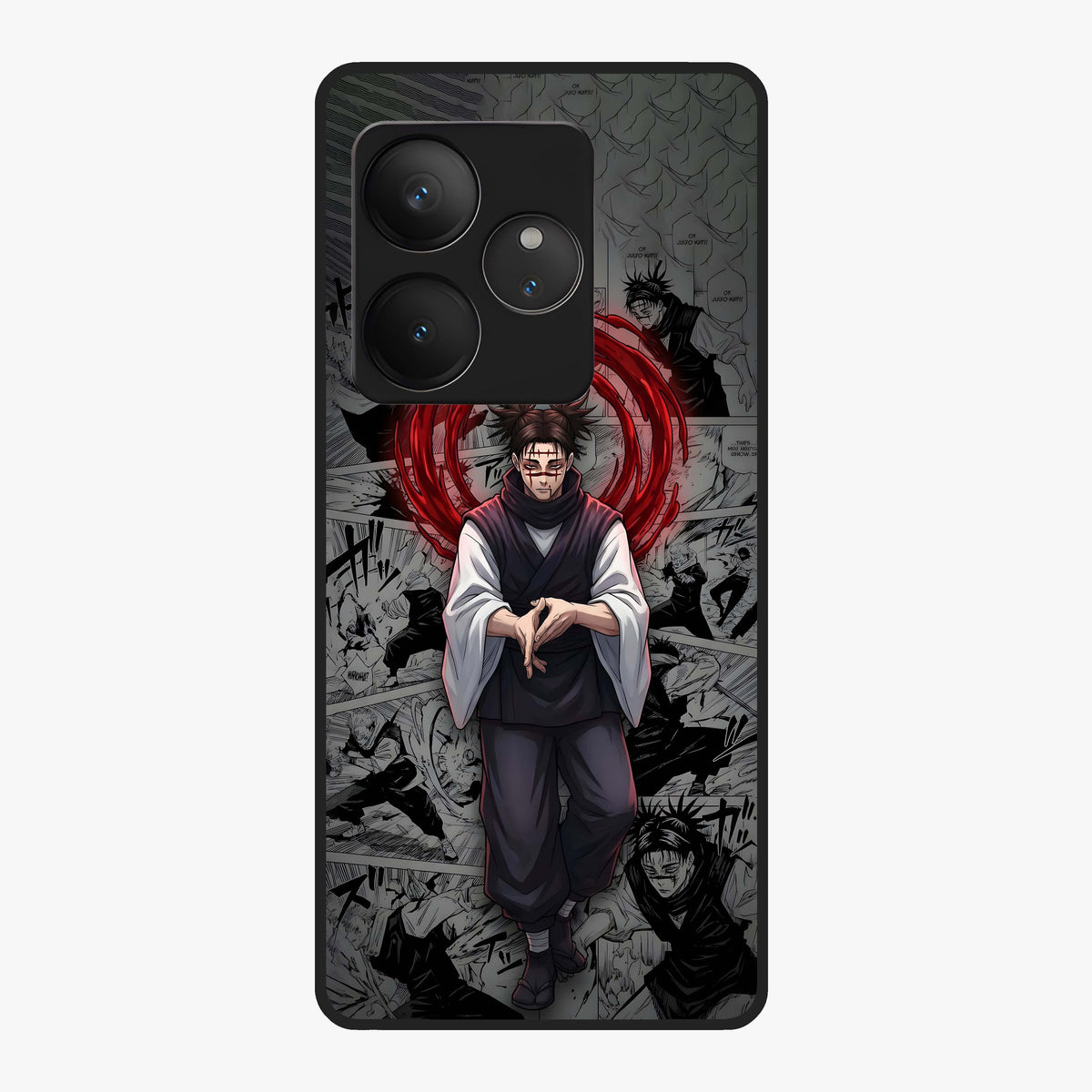 Cursed Ritual Ascension Glass Case showing flat back view with dark ritual themed artwork and glossy glass finish.