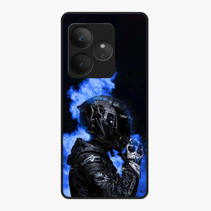 Cyber Sentinel Protocol Glass Case showing flat back view with futuristic cyber themed artwork and glossy glass finish.