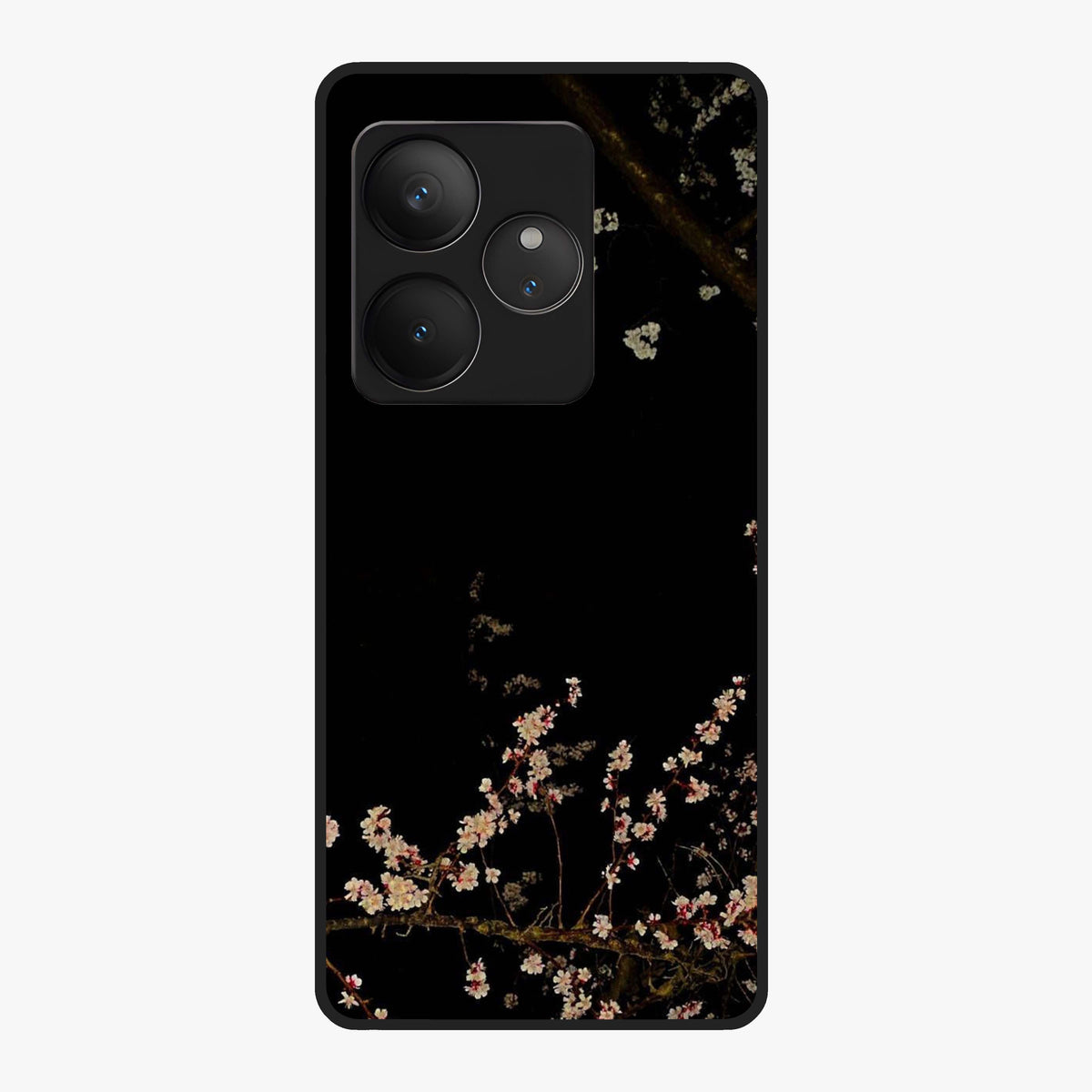 Petal Moon Light With Custom Name Glass Case showing flat back view with floral moonlight artwork and personalized name design.