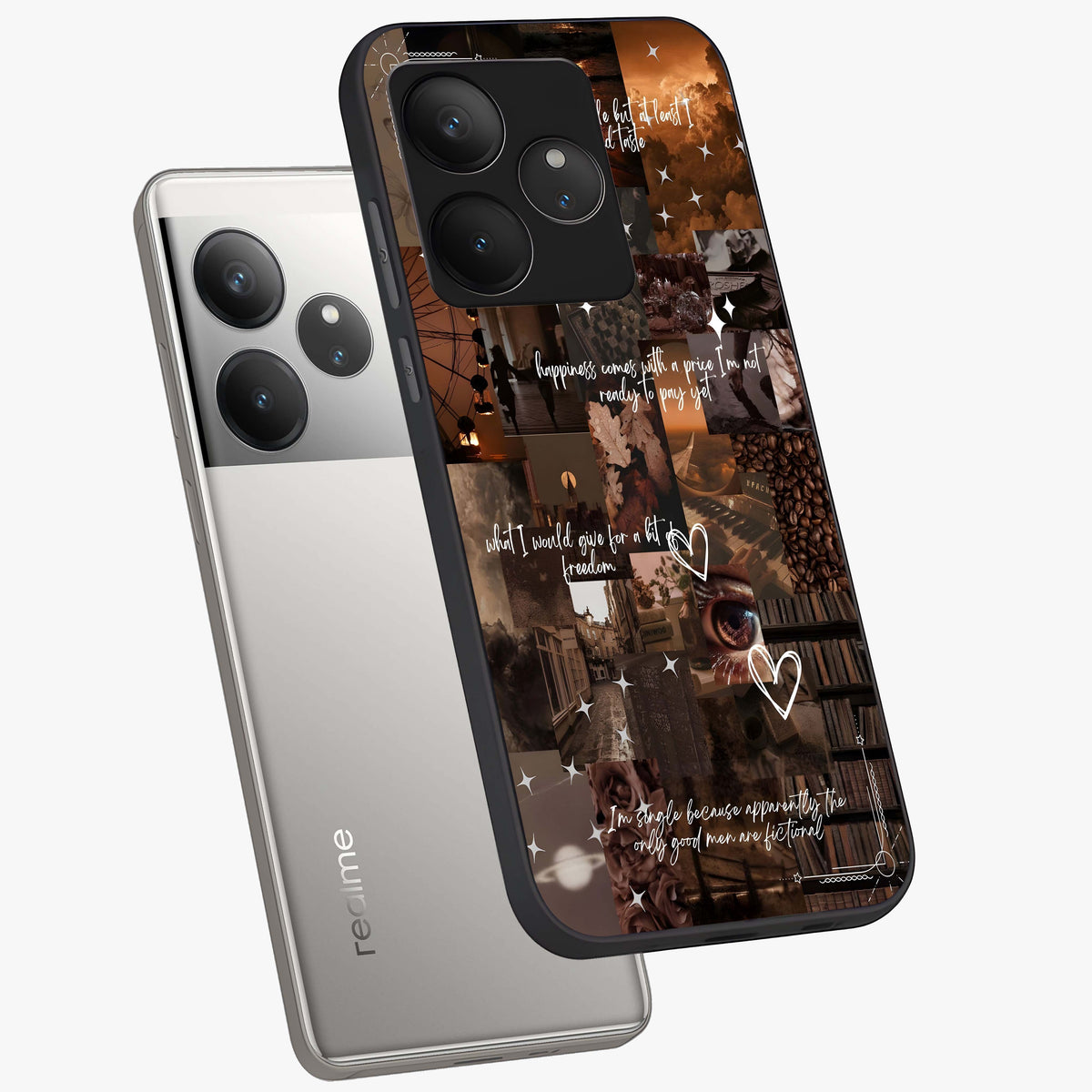 Bittersweet Aesthetic Chaos Glass Case displayed in angled mockup highlighting expressive abstract artwork and edgy aesthetic theme.