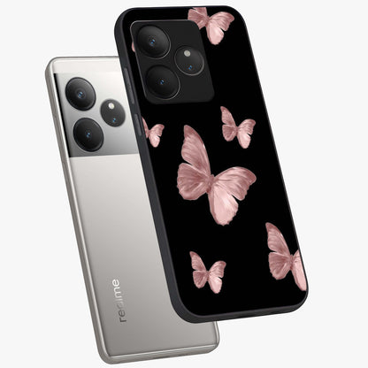 Butterfly Pattern Glass Case displayed in angled mockup highlighting delicate butterfly design and aesthetic pattern style.