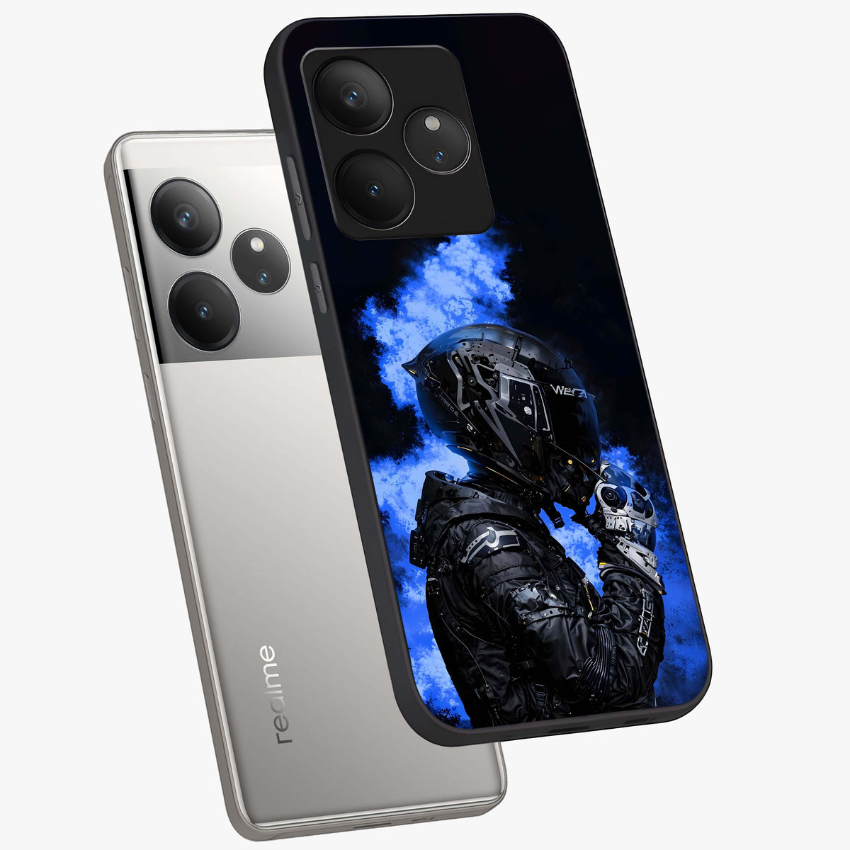 Cyber Sentinel Protocol Glass Case displayed in angled mockup highlighting digital cyber design with sci-fi aesthetic style.