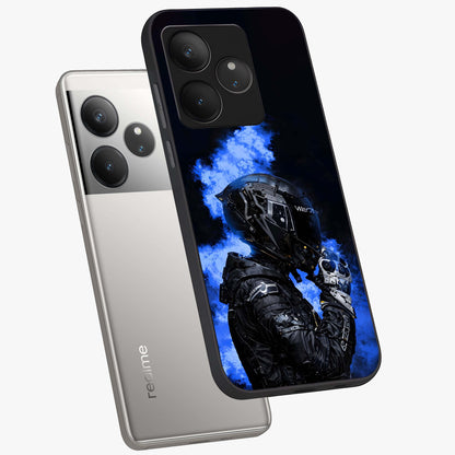 Cyber Sentinel Protocol Glass Case displayed in angled mockup highlighting digital cyber design with sci-fi aesthetic style.