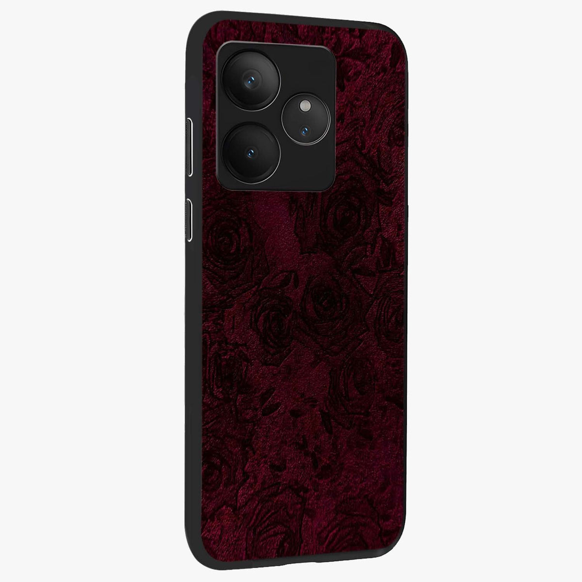Crimson Fade Flow Glass Case upright view showcasing dynamic crimson flow artwork with stylish abstract theme.