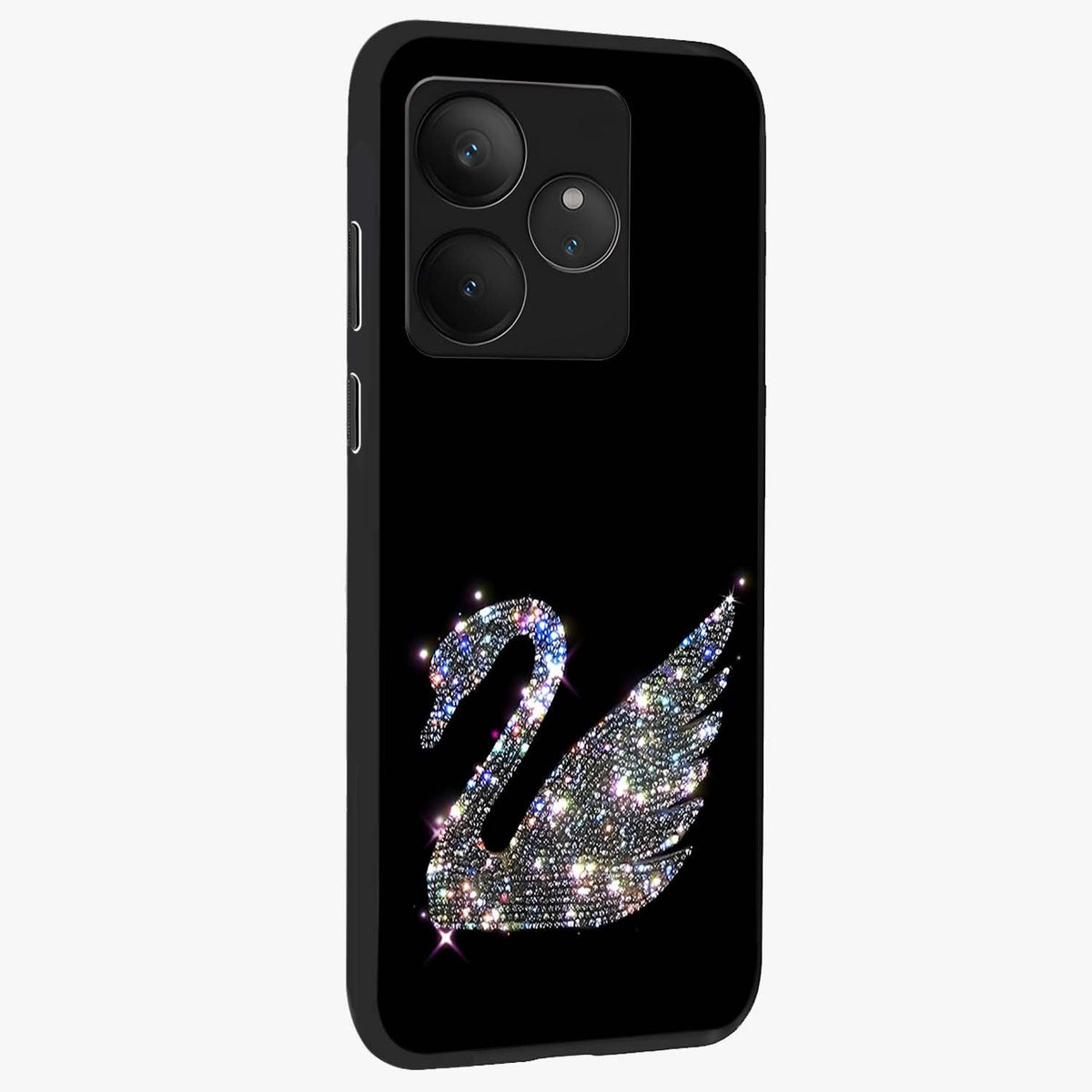 Starlit Swan Grace Glass Case upright view showcasing beautiful swan artwork with peaceful night themed design.