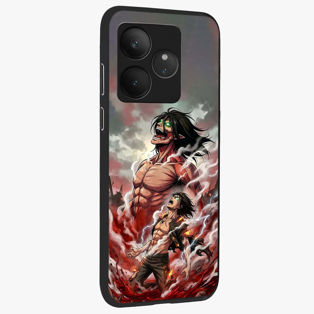 Titan Awakening Fury Glass Case upright view showcasing intense titan artwork with epic fantasy theme.