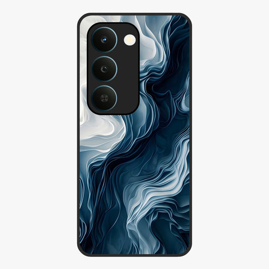 Ethereal Paper Marble Glass Case showing flat back view with soft marble paper texture artwork and glossy glass finish.