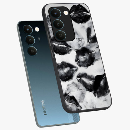 Midnight Kiss Marks Glass Case displayed in angled mockup highlighting playful romantic design with bold midnight aesthetic.