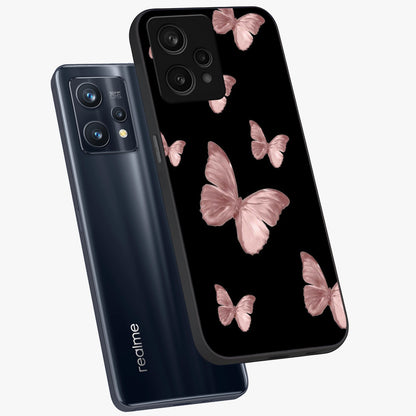 Butterfly Pattern Glass Case displayed in angled mockup highlighting delicate butterfly design and aesthetic pattern style.